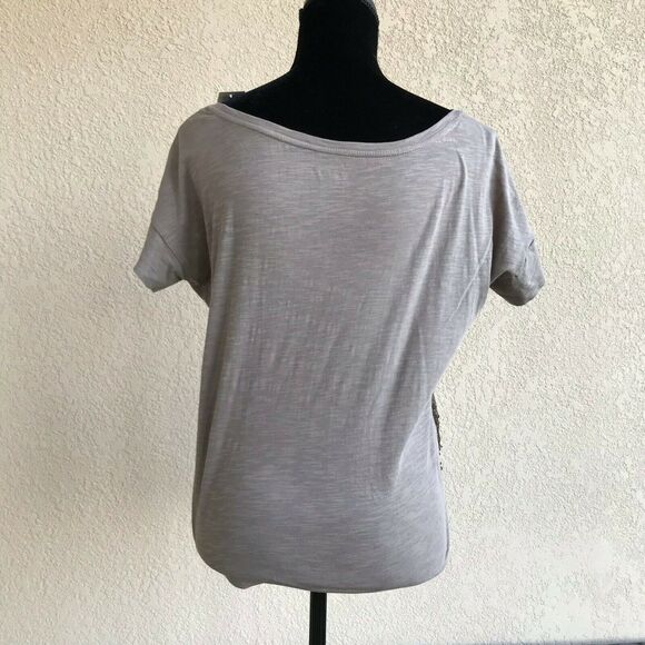 LOFT Womens Top Size Small Light Gray Sequined Striped Short Sleeve NEW - Picture 3 of 7